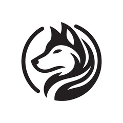 minimalist wolf logo on a white background	
