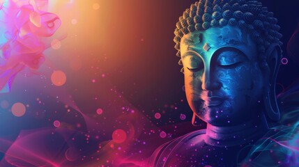 Buddha Statue With Colorful Background