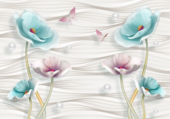 3D wallpaper design with florals background
