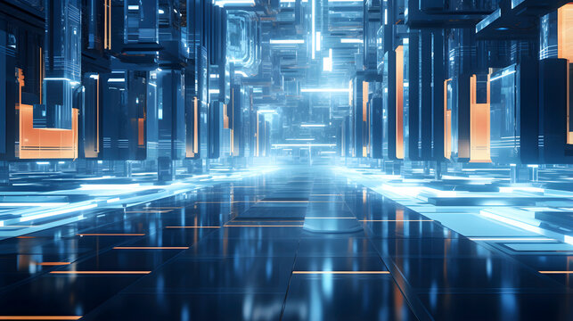 Digital technology blue future digital world abstract web page PPT background