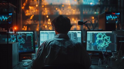 Focused Scientist in Moody Setting, generative ai