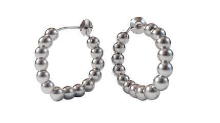 Obraz premium Earrings Mockup with Studs and Metallic Finish : Isolated on White, Transparent Background, PNG File, Hand Edited Generative AI