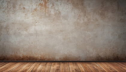 Grunge wall background with floor