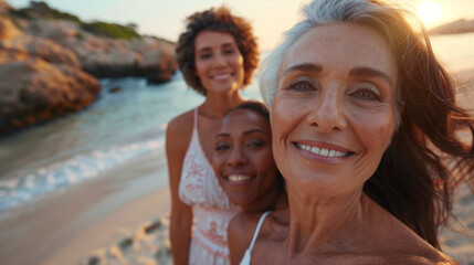 Fototapeta premium Sunset Smiles Across Ages