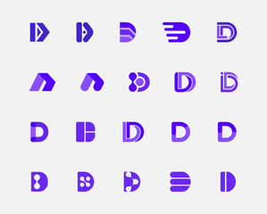Set of Letter D shape Logo - D Technological Logo Design Set - Letter D