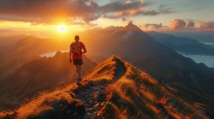 Fototapeta premium Mountain Morning Motivation, generative ai