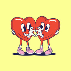 Heart Expression Mascot Retro Illustration Collection