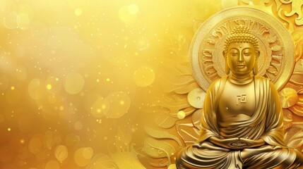 Fototapeta premium Golden Buddha Statue Against a Radiant Golden Background
