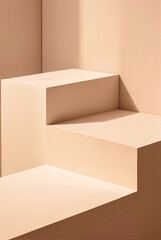 Product Display and Business Concept. Geometric podiums platform on pastel beige background