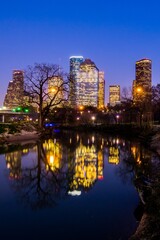 4K Photo of Houston City Skyline: Reflections in Texas Waters
