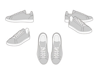 グレーのシンプルなスニーカー/メンズカジュアルシューズ/靴