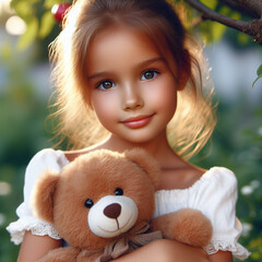 kleines Mädchen mit Teddybär