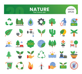 Nature Icons Bundle. Flat icons style. Vector illustration.