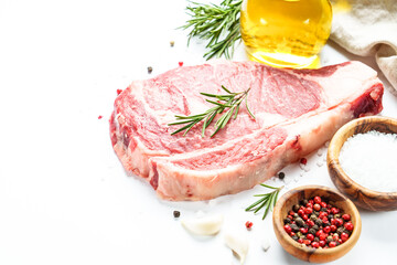 Beef steak Ribeye steak raw marble meat close-up. - 790811843