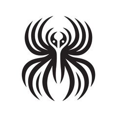 minimalist spider logo on white background