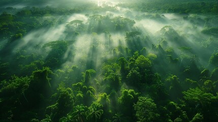 Fototapeta na wymiar Sunlight Through the Rainforest, generative ai