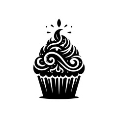Cupcake Silhouette Symbol for Design, Cupcake Illustration Art