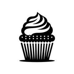 Silhouette of Tempting Cupcake, Cupcake Illustration in Shadow
