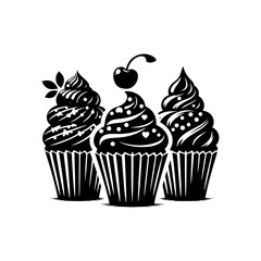 Silhouette of Sweet Cupcake, Cupcake Illustration for Design
