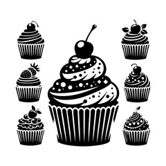 Cupcake Silhouette Symbol, Cupcake Vector Graphic
