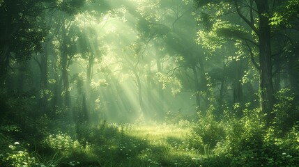 Obraz premium Dreamlike Haze in the Magical Woods, generative ai