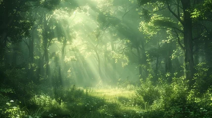 Rolgordijnen Dreamlike Haze in the Magical Woods, generative ai © Matus