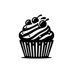 Cupcake Silhouette: Sweet Delight in Shadow, Cupcake Vector Graphics