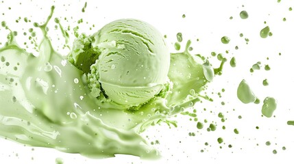 Green tea ice cream that looks delicious