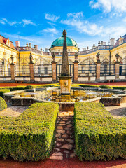 Autumn trip to the castle park in the Czech Republic, Buchlovice. A beautiful park with a chocolate...
