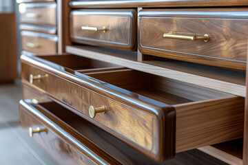 Drawer cabinet that allows you to see the items placed on the shelves.	 - obrazy, fototapety, plakaty