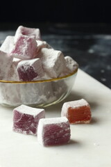 Turkish delight lokum with lavender and pomegranate