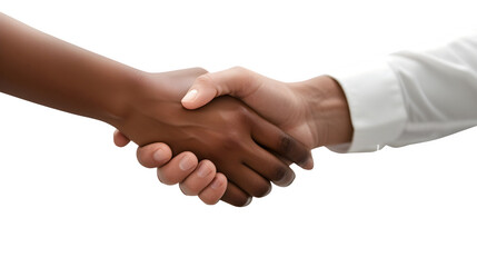 Businesswoman Shaking Hands with Businessman : Isolated on White, Transparent Background, PNG File, Hand Edited Generative AI