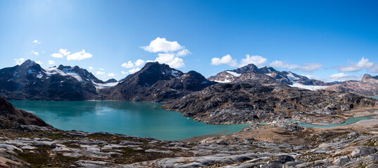 Landscape Panorama in East Greenland at Ikaasatsivaq Fjord.