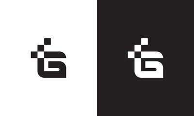 Letter G Tech logo, monogram unique, black and white, Modern premium elegant logo business company, Vector minimalist