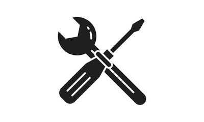 Wrench and screwdriver icon on a white background. Vector illustration