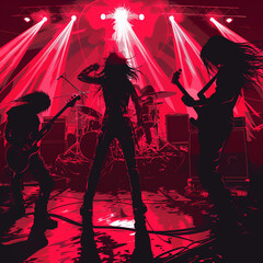 Visual Kei band performing on stage in 3D vectors