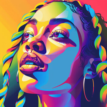 Vexel art portrait with bold colors in 3D vector