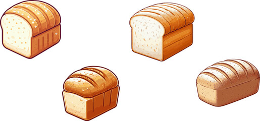 Set of breads in various styles on a white background
vector eps