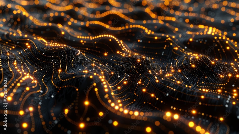 Poster a network of glowing nodes and connections resembling a circuit board, representing the interconnect