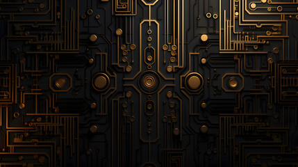 Digital technology black abstract geometric circuit graphic poster web page PPT background