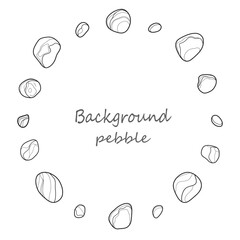 Round frame made of sea pebbles, outline.