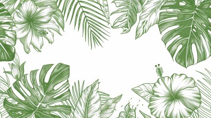 Tropical Botanical Illustration - Exotic Flora Frame