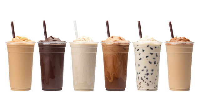 icecream milkshake on white isolated on clear png background and transparent background. food drink and dessert concept for cafe and restaurent, AI generative.	