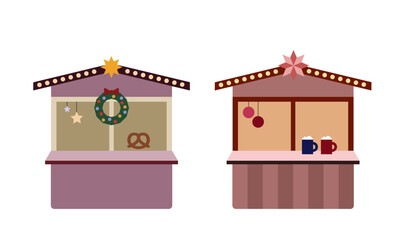 Christmas market stall vector illustration - isolated 