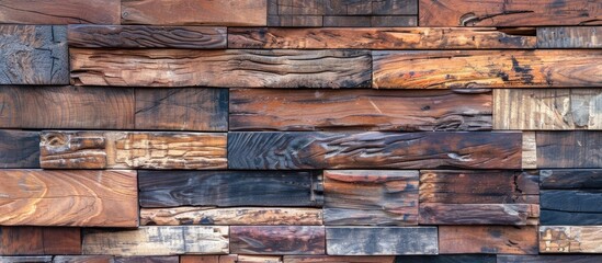 Close-up of diverse wooden planks on a wall