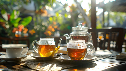 Fresh tea served for breakfast, generative ai