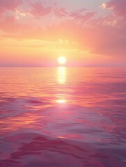 Fototapeta premium Radiant Sunset: Vibrant Golden Yellow and Coral Pink Sky Reflections