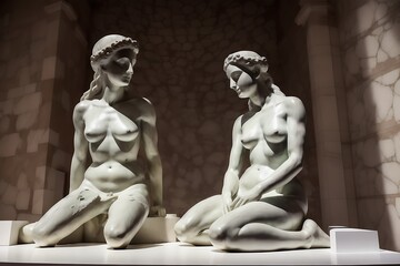Naklejka premium Elegant Expressions: Women's Statues Reimagined