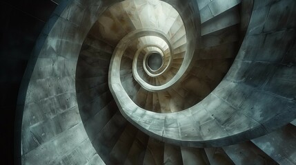 Mesmerizing Spiral Staircase View from the Top, generative ai