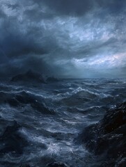 Fototapeta premium Charcoal Black and Sky Blue Moody Contrasts ArtworkEvo.